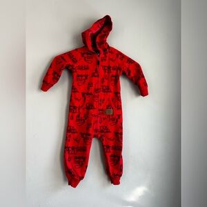 Carter's Red Hooded Train-Print One-Piece Footie